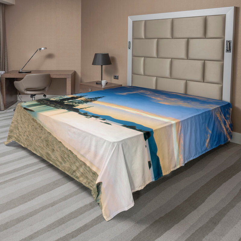Drap de dessus de plage Ambesonne, Drap plat pour très grand lit californien