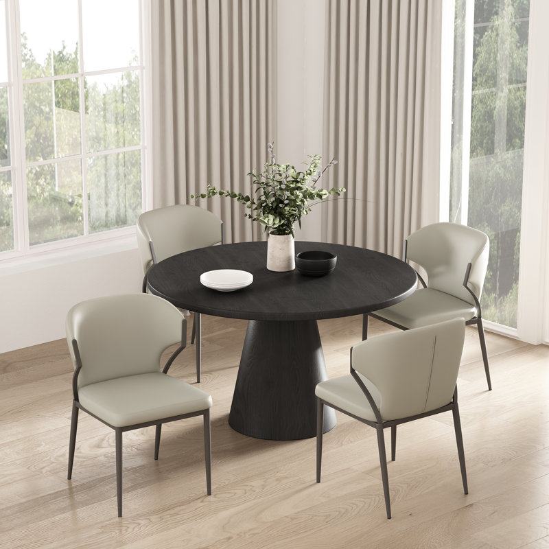 Chaise rembourrée en cuir gris clair Kirsten, Gris clair