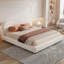 Lit plateforme tapissier en tissu avec tête de lit courbée Boucle-440917437