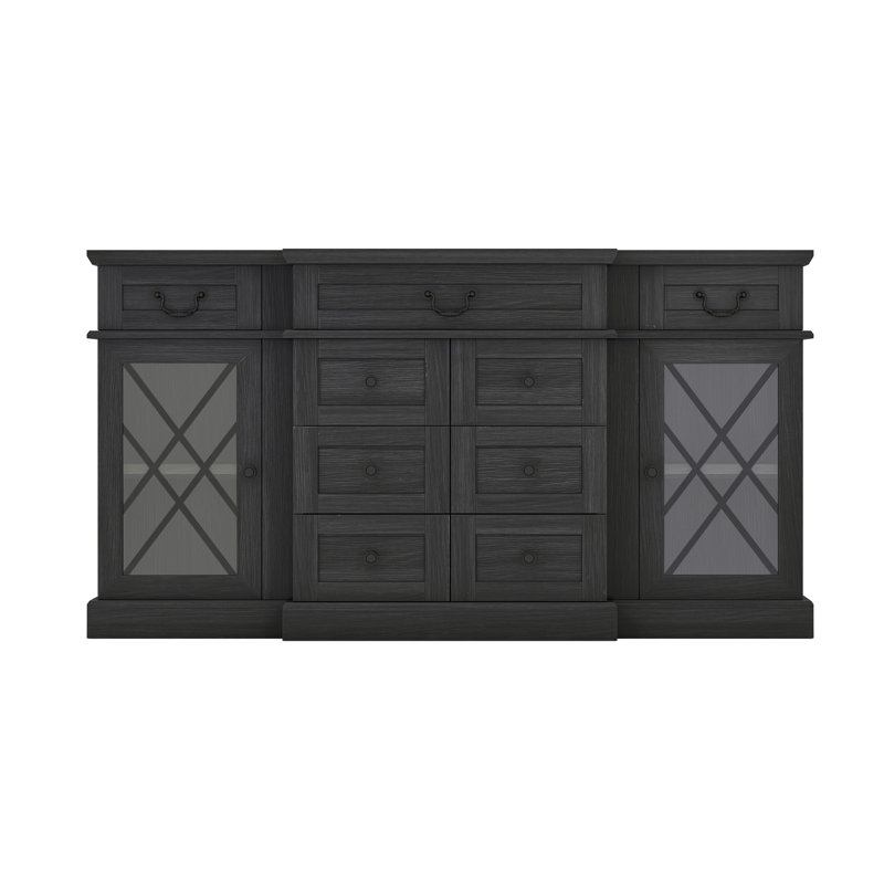 59'' Farmhouse Sideboard Cabinet with Adjustable Shelves, Black