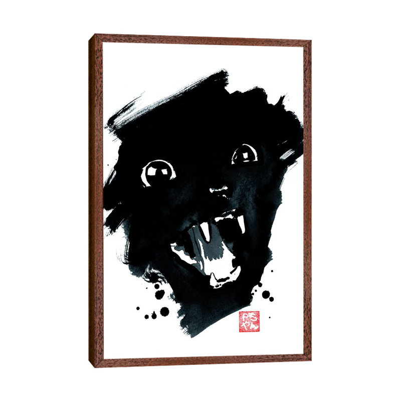 Screaming Cat by Péchane - Print on Canvas, Classic Brown Wood Framed, 101.6 cm H x 66.04 cm W