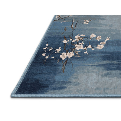 Tapis bleu lavable à la machine