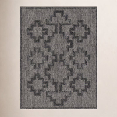 Ava Charcoal Moroccan Outdoor Rug