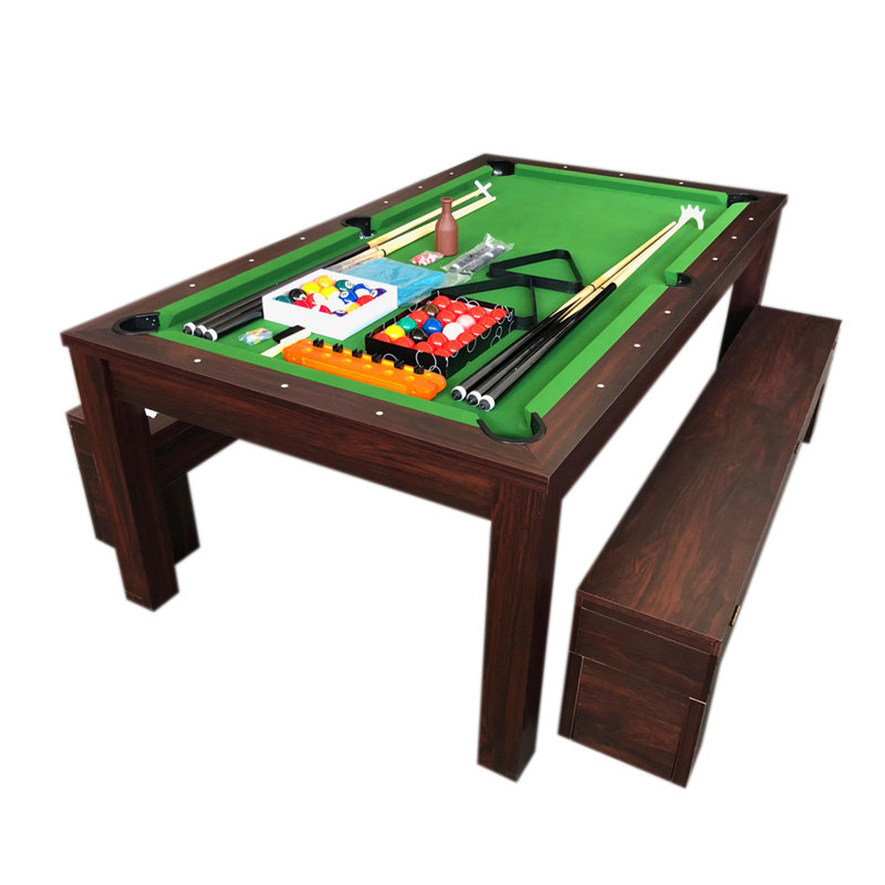 7 ft Billiard Table Convertible into a Table with Benches – Rich, Green