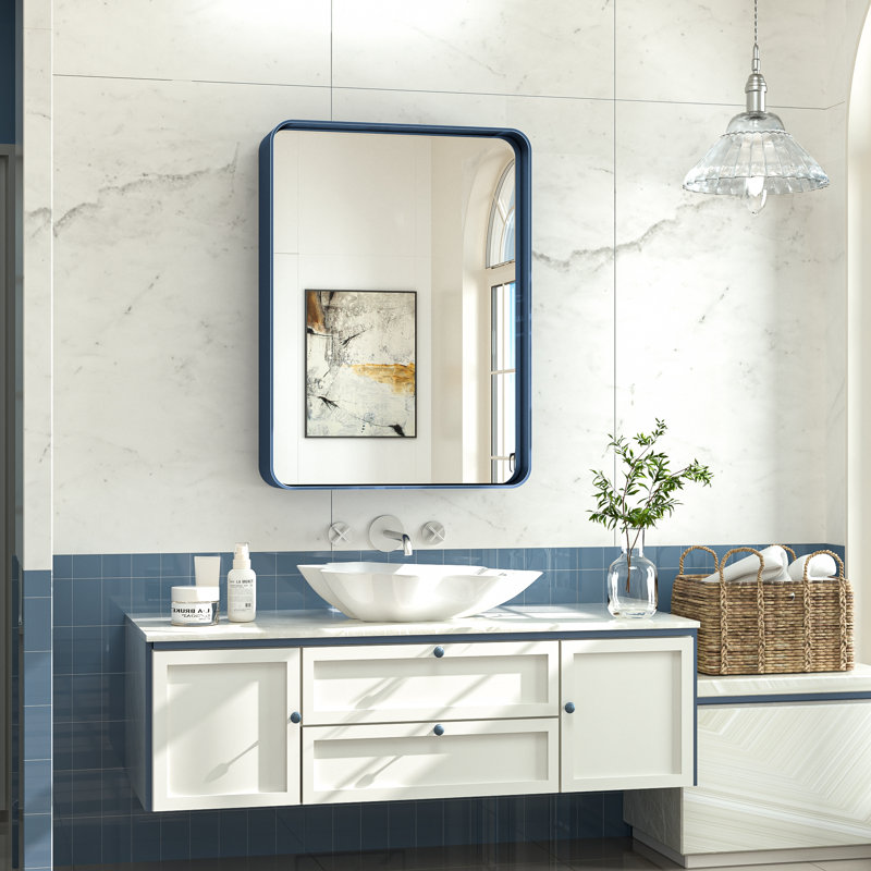 Miroir d'appoint Tyro, 30 po x 22 po, Bleu, Rectangulaire