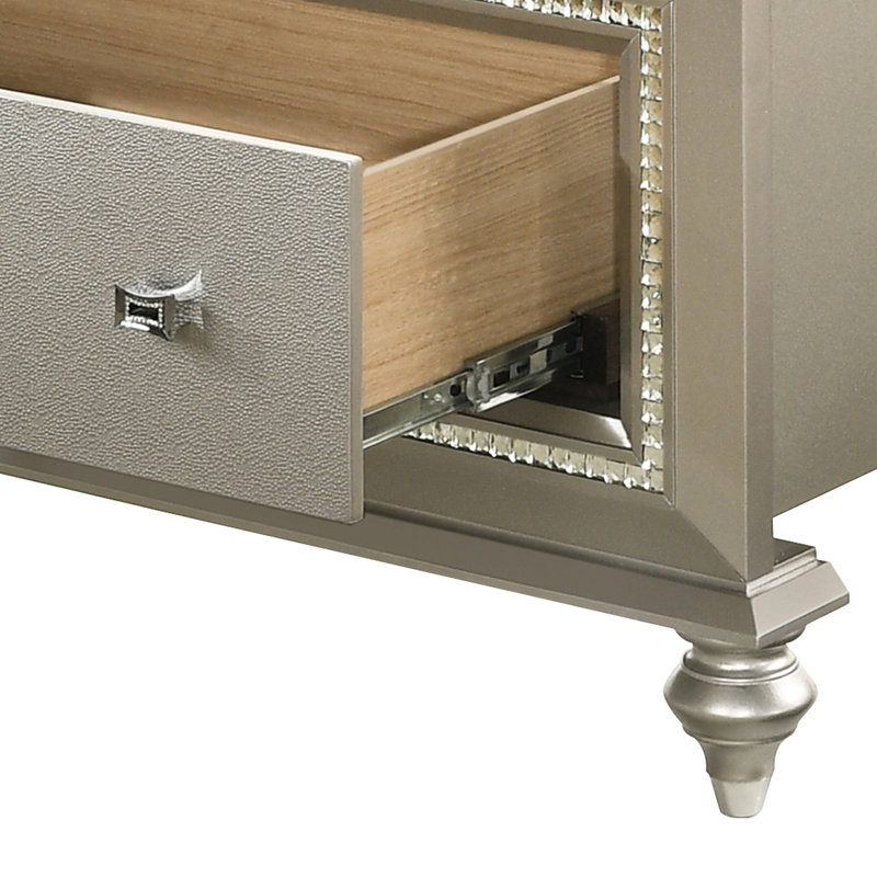 Lit double - Finition champagne, cuir synthétique et cuir moderne luxueux avec rangement à DEL, champagne