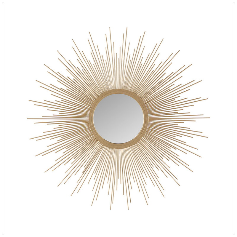 Miroir Sunburst, H 0,98 po x l 29,5 po x P 29,5 po, Doré
