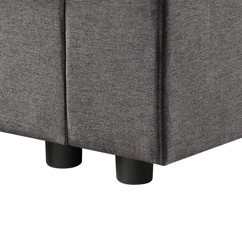 Linen 7-Seater U-Shape Sectional Sofa Chaise With Pocket In Gray, Left Hand Facing