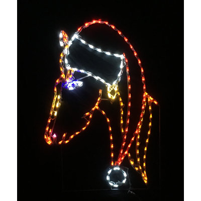 Horse Wearing Santa Hat Lighted Display