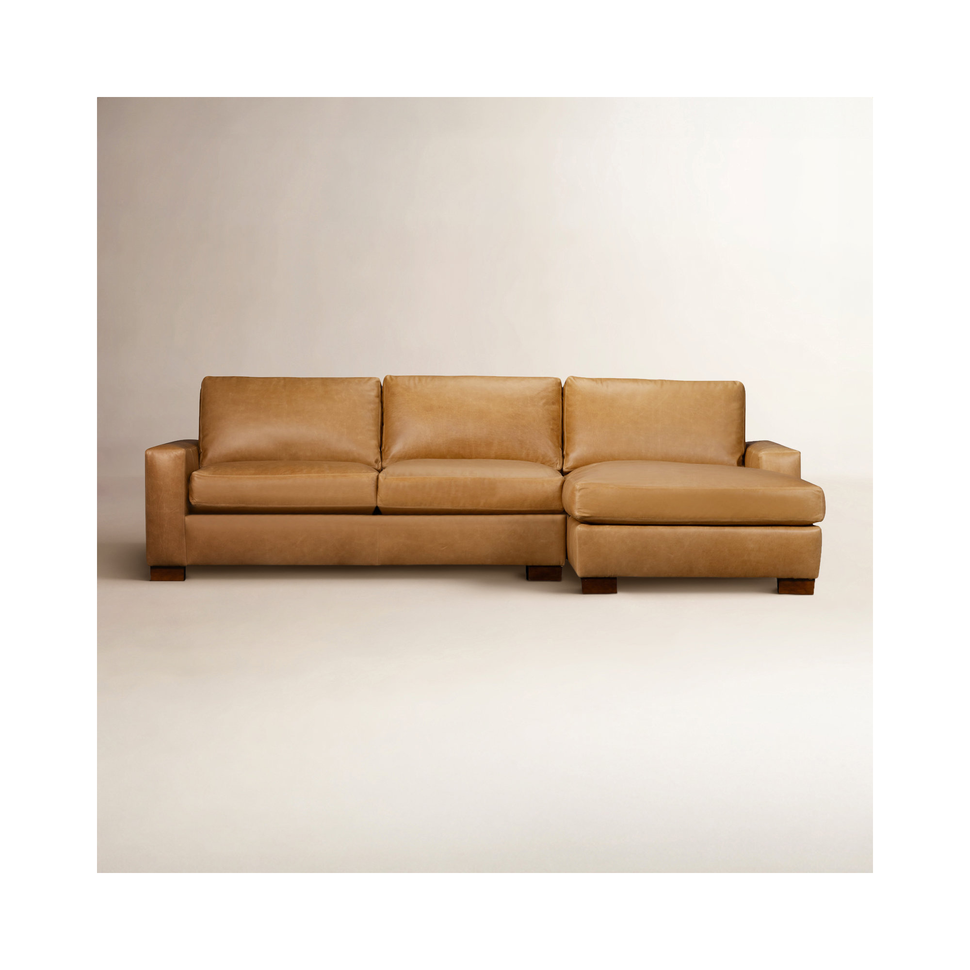 Jonie Genuine Leather 2-Piece Chaise Sectional, Steamboat Charcoal Genuine Leather, Right Hand Facing
