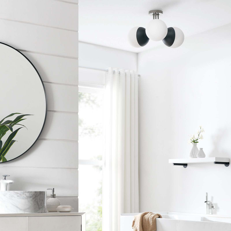 Plafonnier semi-encastré 3 lumières Stellar par Modway, Nickel