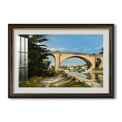 Le pont du canal de Briare, 1888 - Henri Harpignies - Estampe encadrée sur mesure
