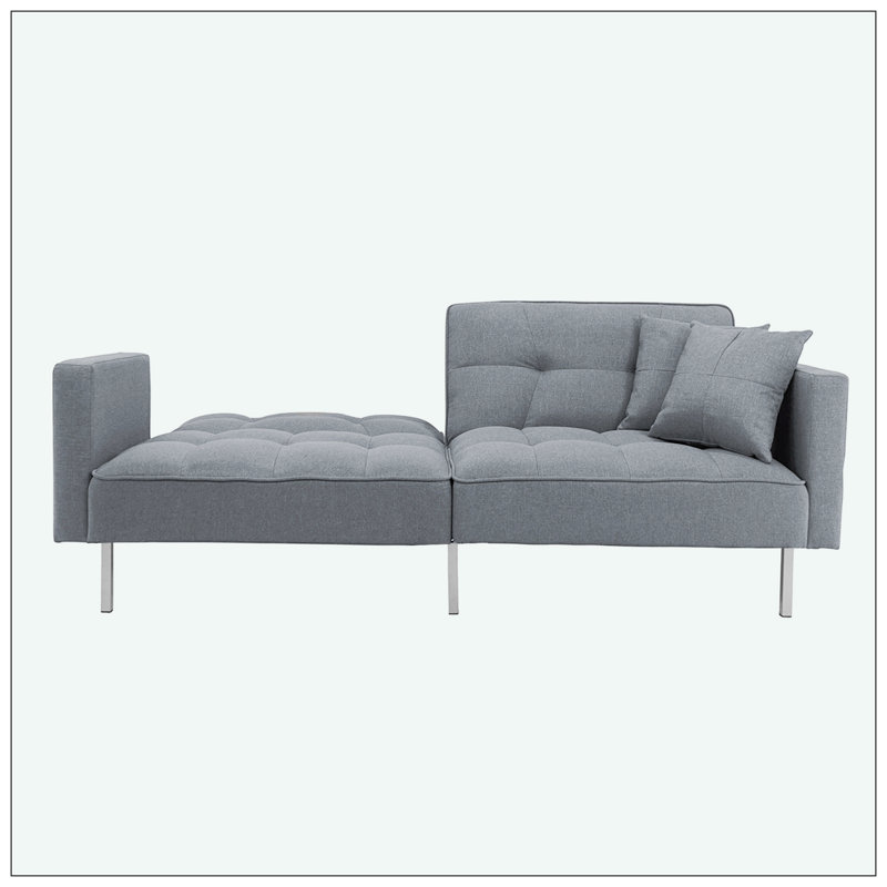 Ledonna 75.6 " Upholstered Convertible Sofa, Dark Gray 100% Linen
