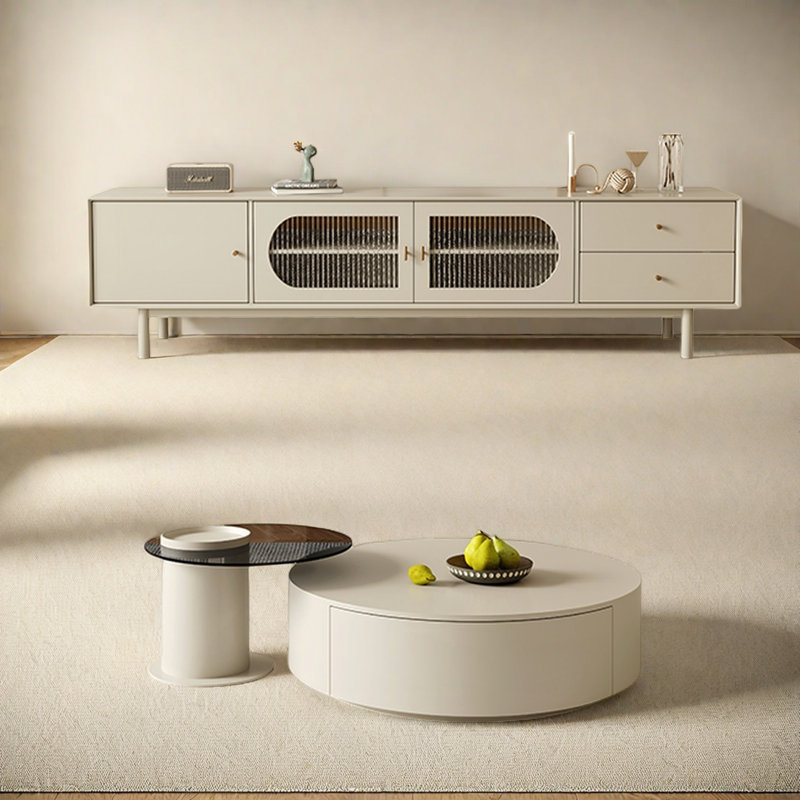 Meuble télé et table basse de style crème