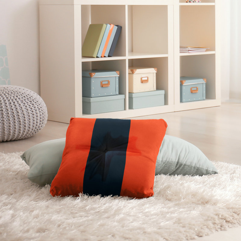  Coussin de sol touffeté, 26 po x 26 po, Orange et bleu marine