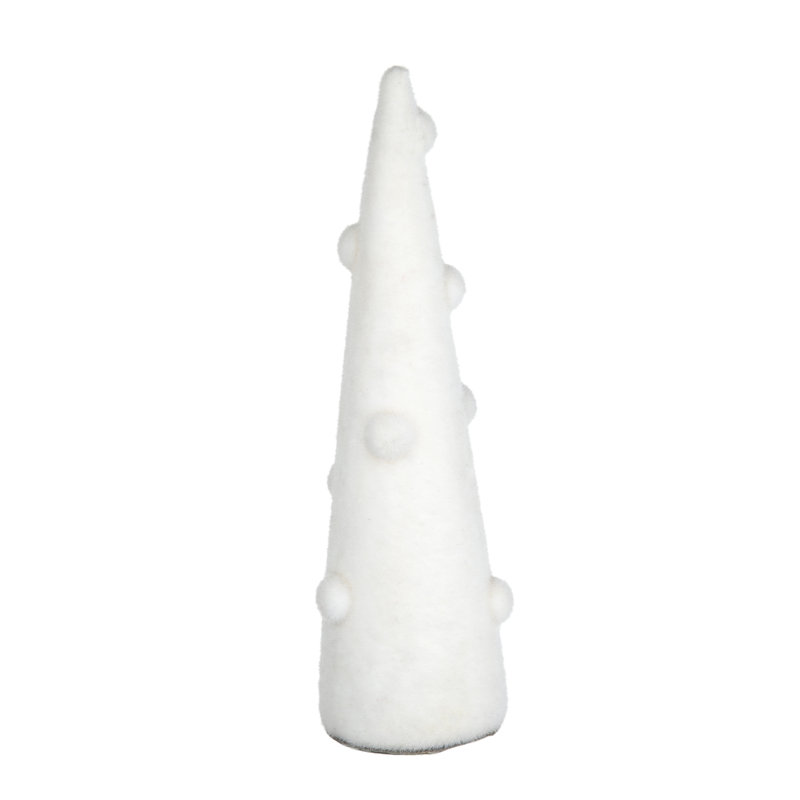 Décoration d'arbre de Noël conique de 5 po de diamètre x 20 po - blanc