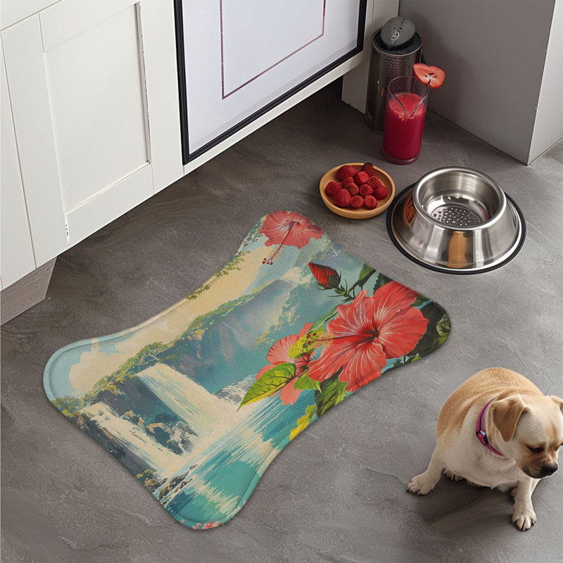 Tapis d'alimentation en forme d'os 1 pièce Waterfall Bliss, Grand (14 po)
