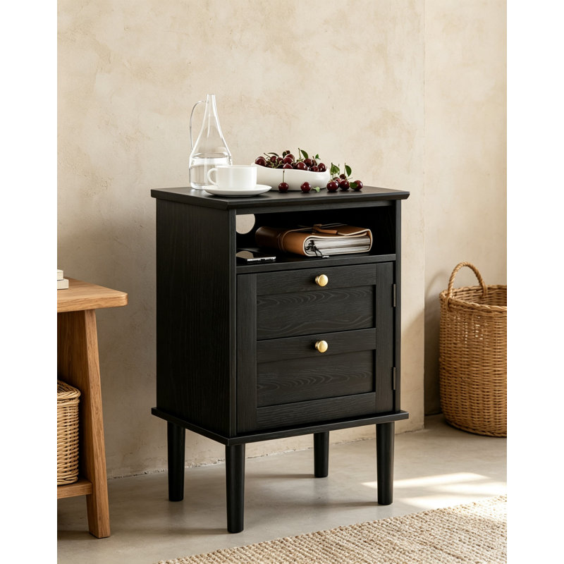 39 cm W Bedside Table, Black
