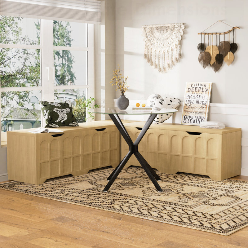 Banc de rangement multifonctionnel en forme de L 3 pièces avec siège rembourré, idéal pour la cuisine, le rangement des jouets et le coin lecture