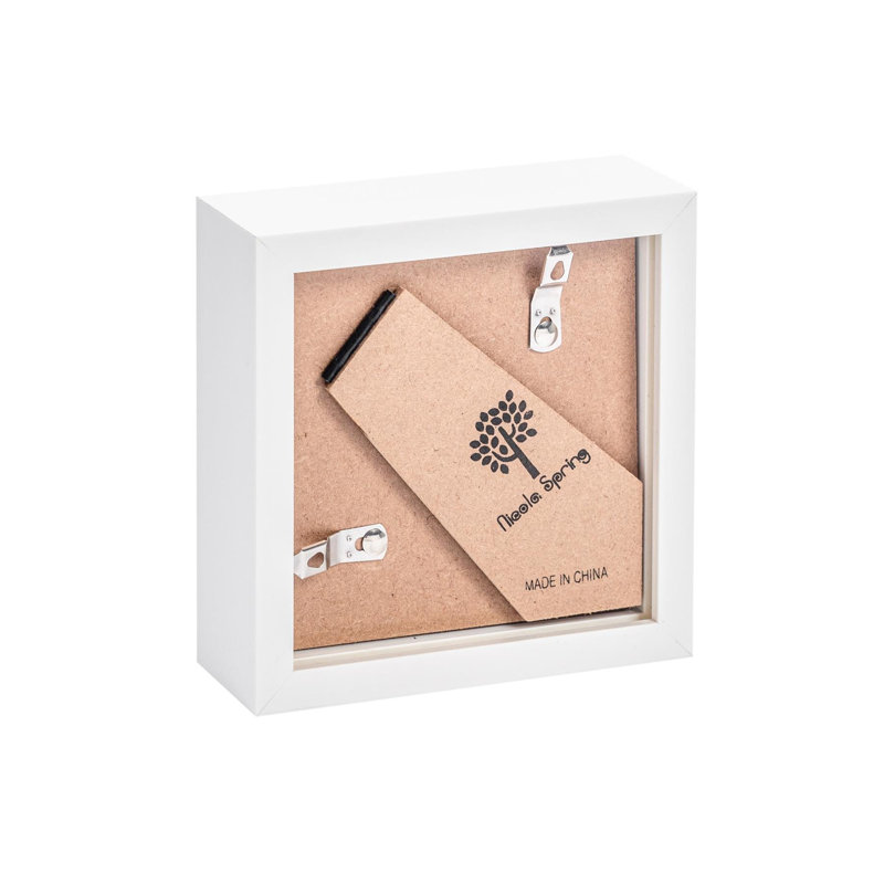 Nicola Spring - 4" x 4" White 3D Box Photo Frame - 2" x 2" Mount, Beige