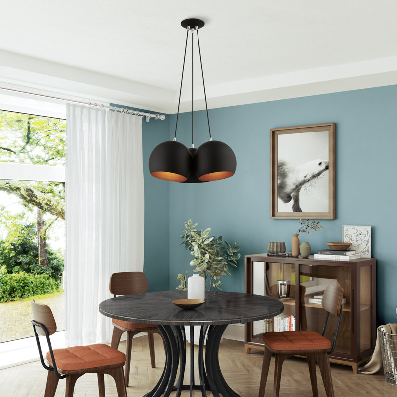 Luminaire suspendu sphère en or poli 3 lumières Marmolejo, Noir