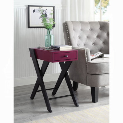 Geonaa Transitional Rectangular Accent Table with USB Power Dock and X-Shape Leg