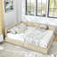  Structure de canapé-lit grand avec rangement et dossier avec accoudoirs, lit plateforme en velours, beige-135947457