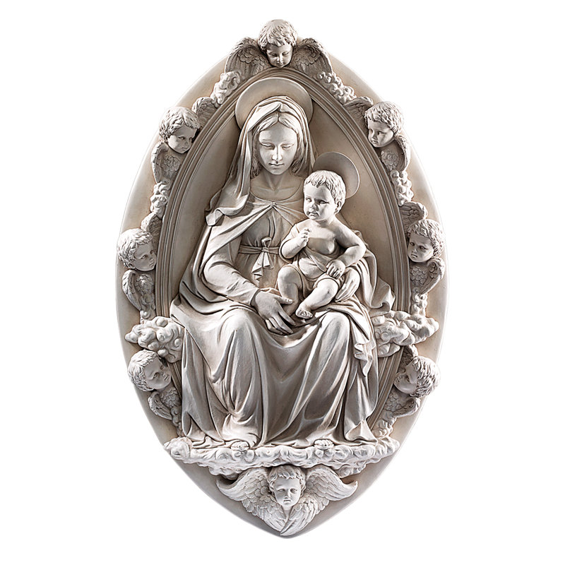 Sculpture murale Madone et enfant