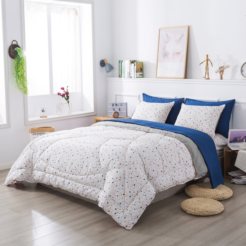 Polyester Channel Comforter, Queen Comforter + 6 Additional Pieces, Nimbus Grey Cloud