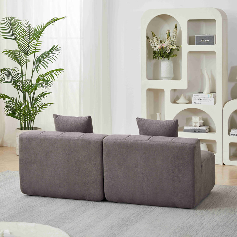 Canapé modulaire courbé Chenille, 29" H x 88" W x 33" D, Gris