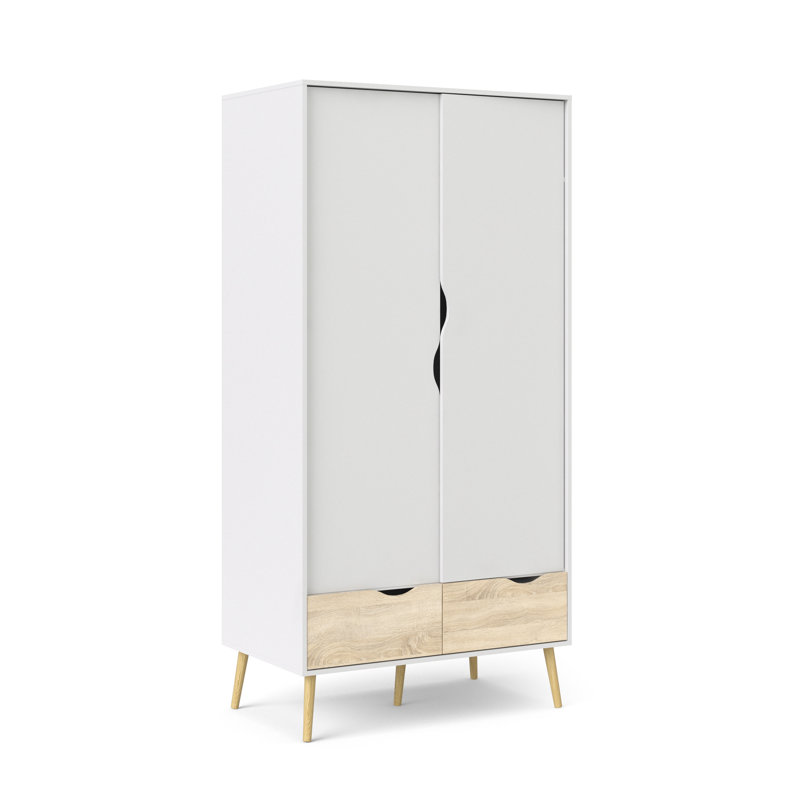 Myrasol 2 Door Wardrobe, White/Light Yellow