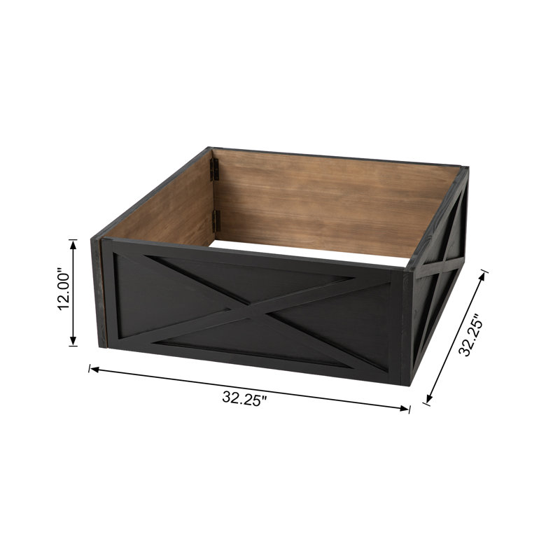 Collier pour arbre en bois noir délavé L 26 po, H 12 po x l 32,25 po x P 32,25 po, Noir