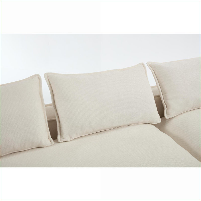 Canapé modulaire, méridienne moderne et modulaire à assise profonde faisant face à la droite pour le salon | Blanc | Tissu