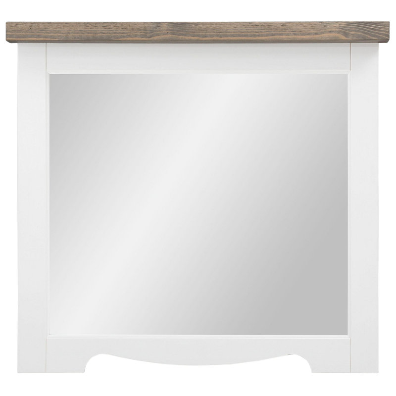 Wood Framed Wall Mounted Bathroom/Vanity Mirror, White/Grey