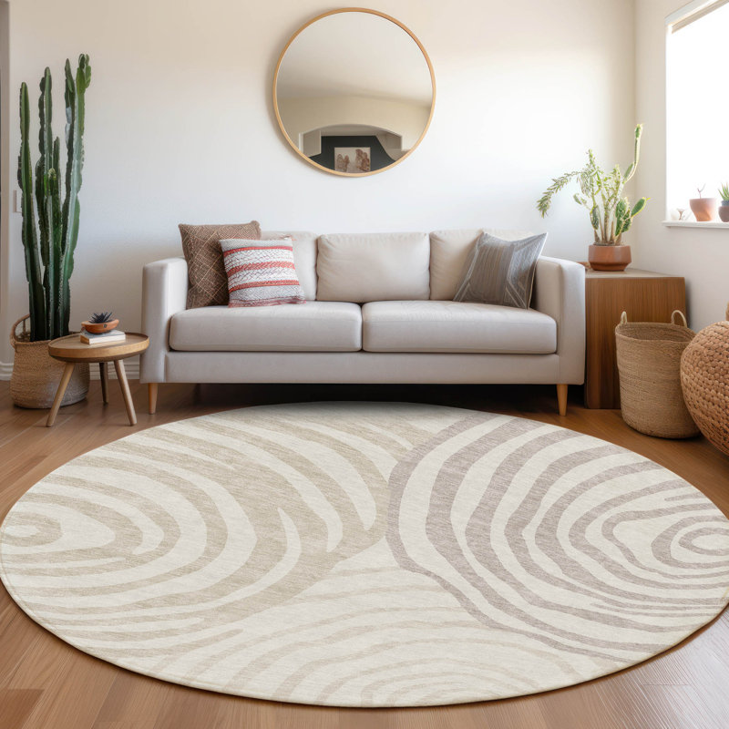 Leis Abstract Indoor Rug, Round 8'