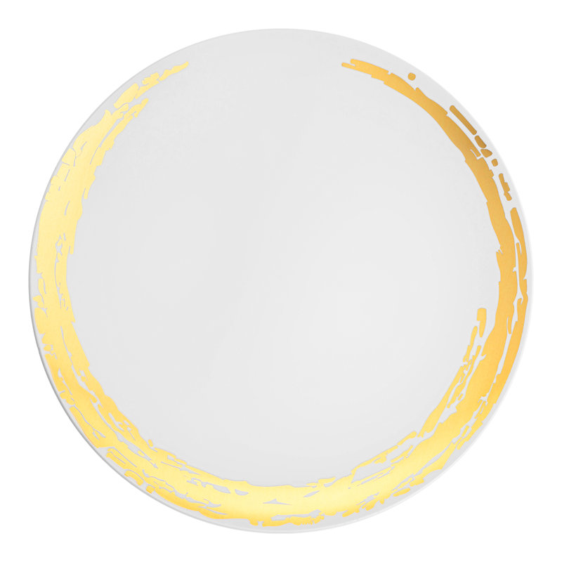 Assiettes plates jetables blanches en plastique avec clair de lune doré (10,25 po)