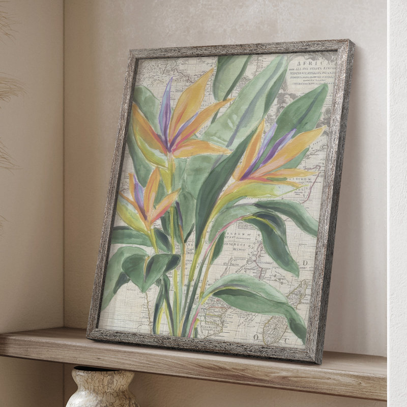 «Map Flora I», reproduction encadrée - bois massif, H 30 po x l 24 po