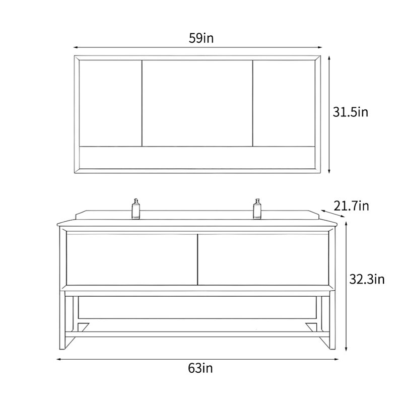 American village style simple bathroom Vanity, 63"