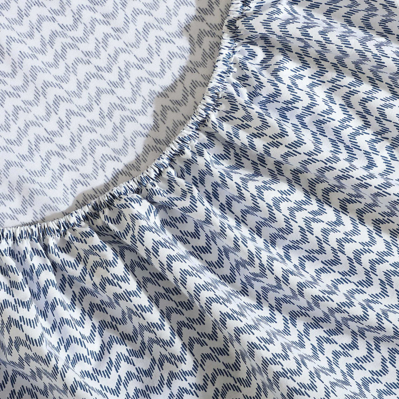 Martha Stewart Bedford Scallop Bath Rug, Twin Sheet Set with 1 Pillowcase, Ikat Wave Blue