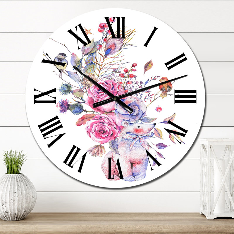 Horloge murale traditionnelle bleue et rose, Petit