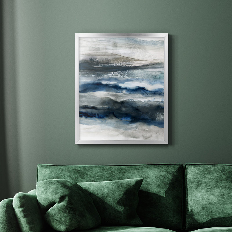 Toile encadrée de qualité supérieure Ocean Profondeurs - prête à être accrochée, Argent, H 20 po x l 16 po