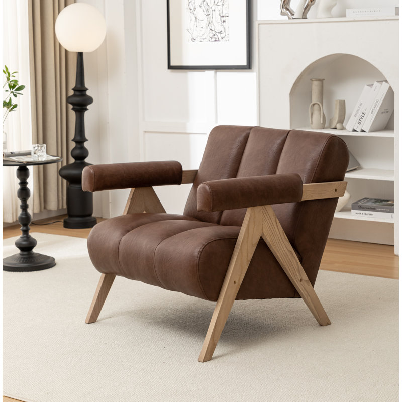 Fauteuil Bula, 1, Similicuir brun