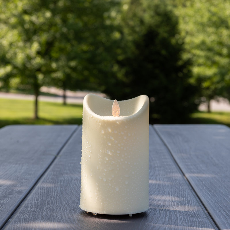 Weather Resistant LED Candle with Flickering Flame, 5" H x 3.5" W x 3.5" D