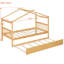 Lit simple naturel avec lit gigogne escamotable, construction en pin, lit en forme d'imagination, deux têtes de lit confortables, super soirées pyjama, conception fantaisiste de 41,5 po de largeur, confortable-995818410