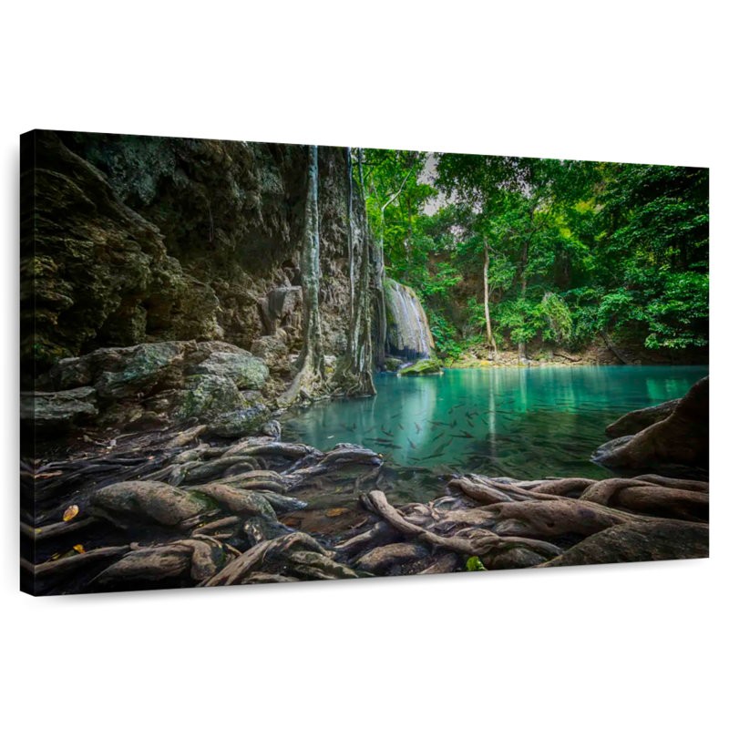 Paysage de cascade Kavia Erawan, H 8 po x l 12 po