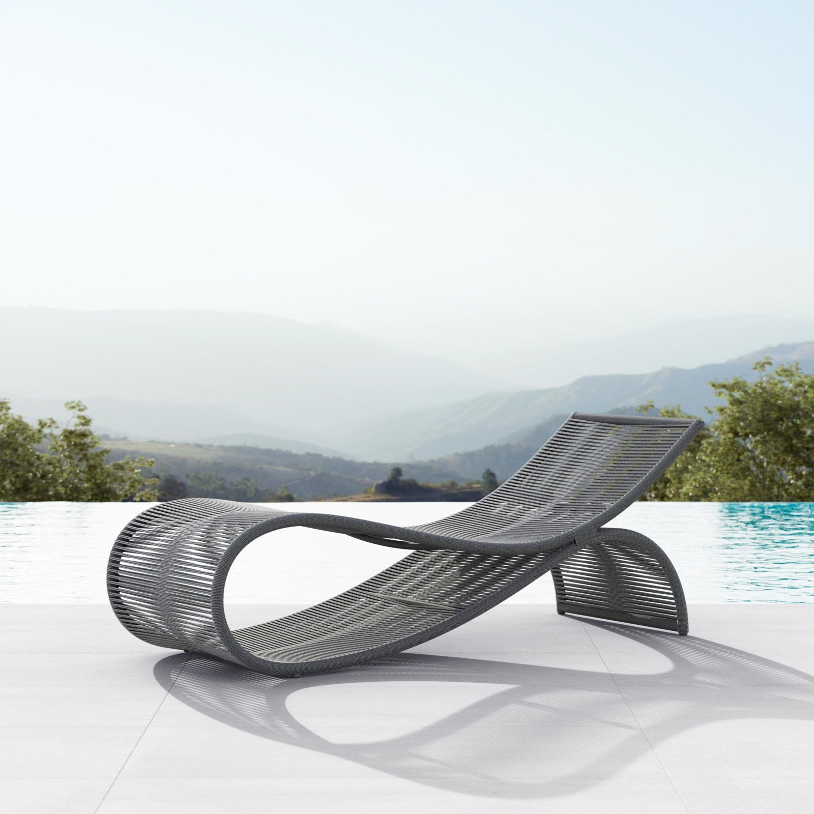 Wave 75.39" Long Single Chaise, Ash