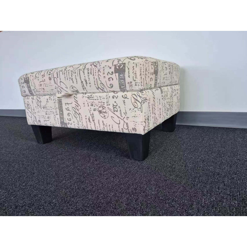 Linen Upholstered Storage Ottoman