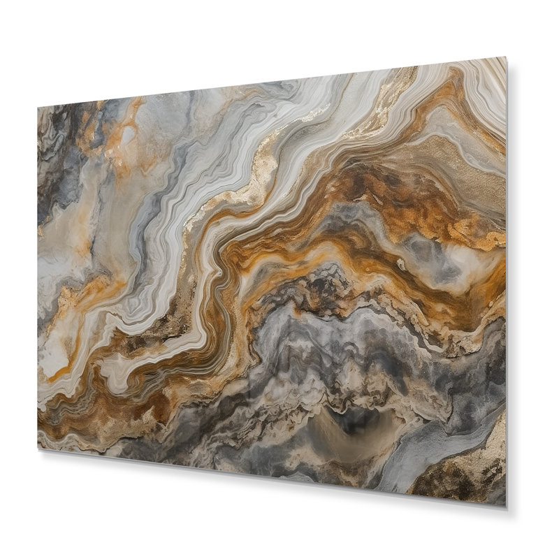 Bonnique or et gris A Marble Effect II sur impression métallique, H 24 po x l 32 po