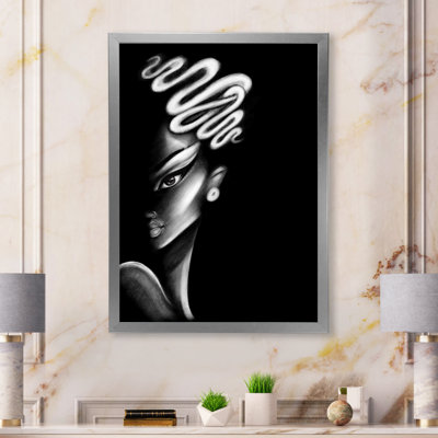 Portrait monochrome d'une femme afro-américaine - Décoration murale sur toile glam