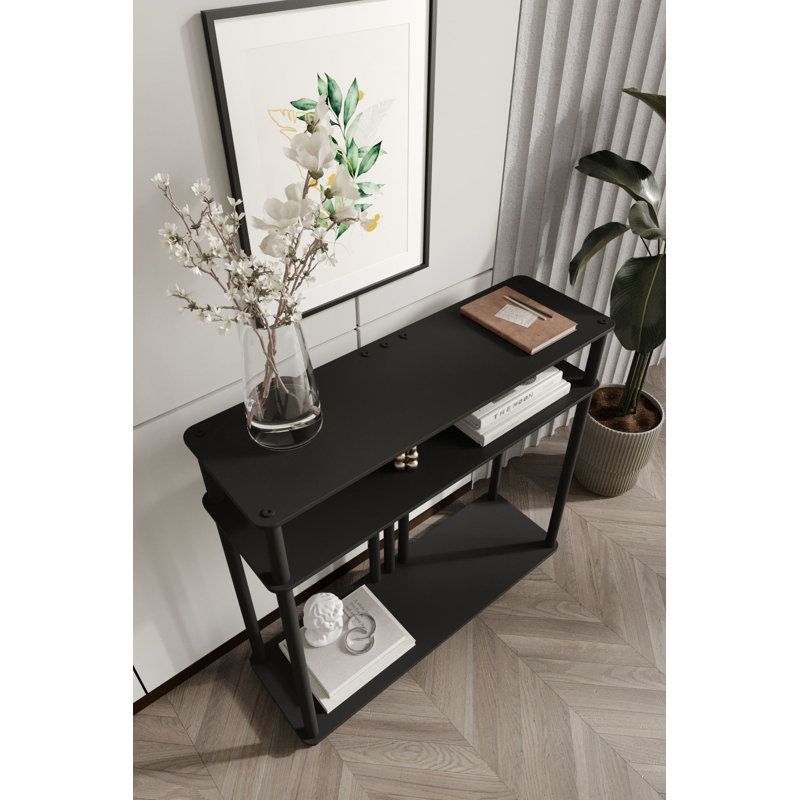 Commode moderne noire, 35,4 po x 33,1 po x 11,8 po | 100% panneau de fibres à densité moyenne avec pieds en kraft comprimé | Conception élégante de couleur unie pour la chambre à coucher ou le salon | Solution de rangement élégante avec beaucoup d'espace et une construction durable